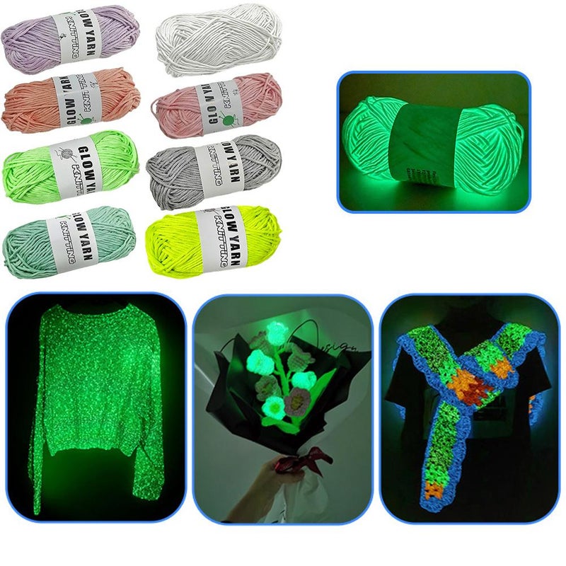 Glow in The Dark Yarn for Crochet,Luminous Crochet Yarn Glow Sewing Craft for DIY Arts Crafts Halloween Knitting Sewing C-rocheting Supplies,Y-arn for Beginners C-rochet Kit Making - Image 5